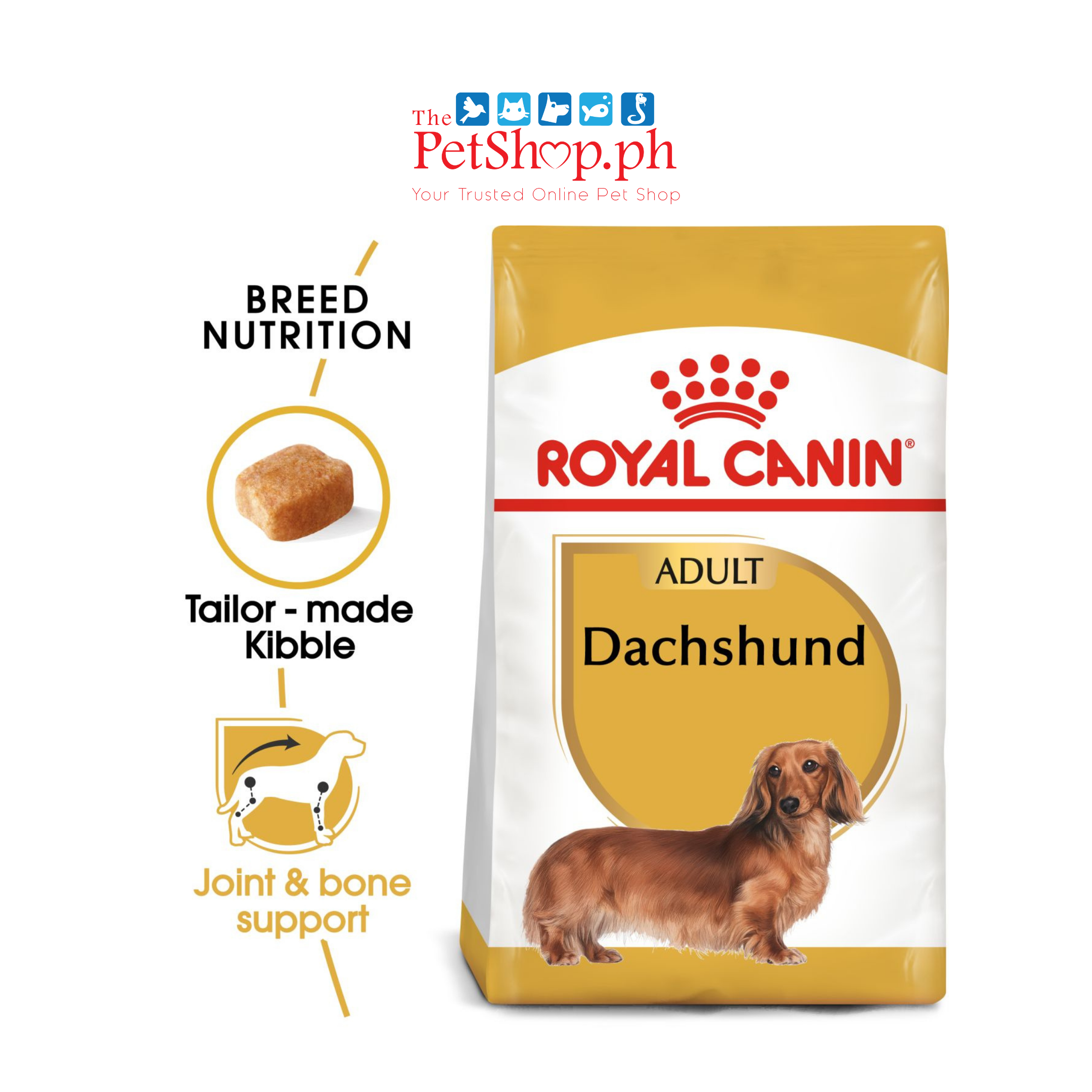 Royal Canin Dachshund Adult 500g Dry Dog Food - Breed Health Nutrition	