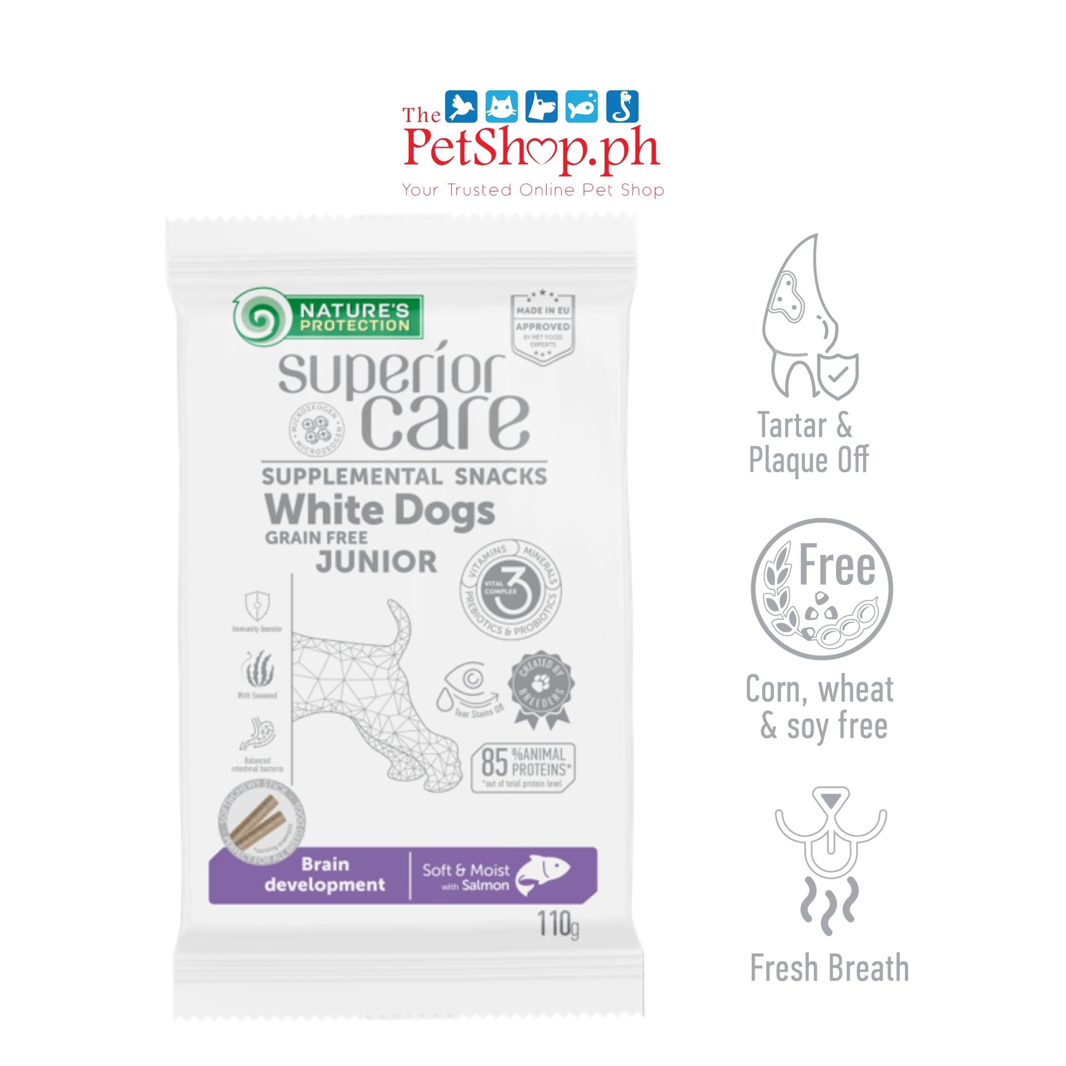Nature's Protection Superior Care Supplemental Snacks for White Dogs - Brain Development 110g	