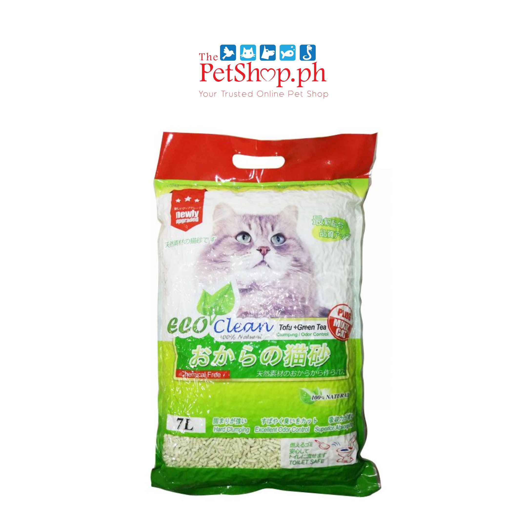 Eco Clean Tofu Green Tea Cat Litter Clumping 7L