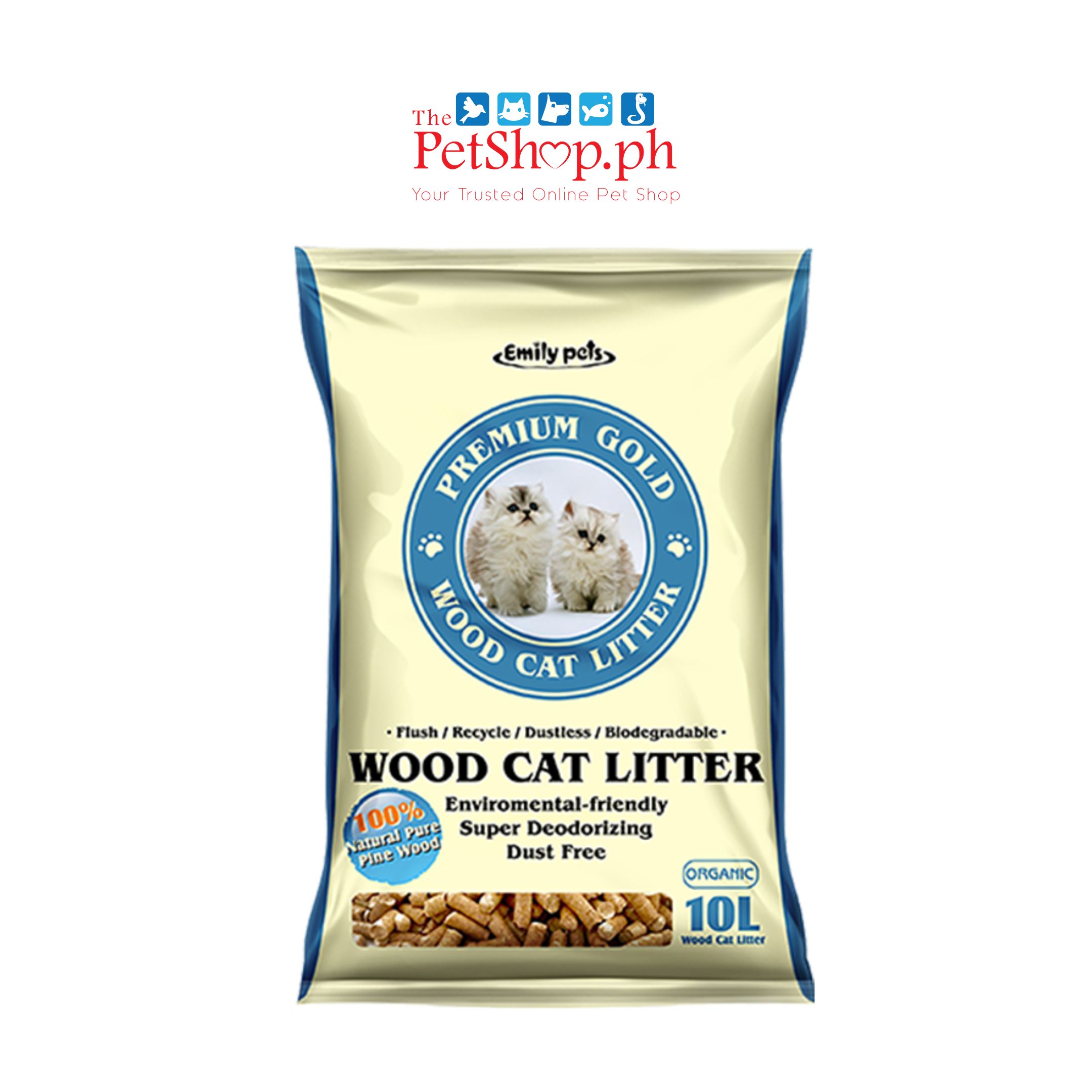 Emily Pets Wood Pellet Cat Litter (Organic 10L/5.5kg)