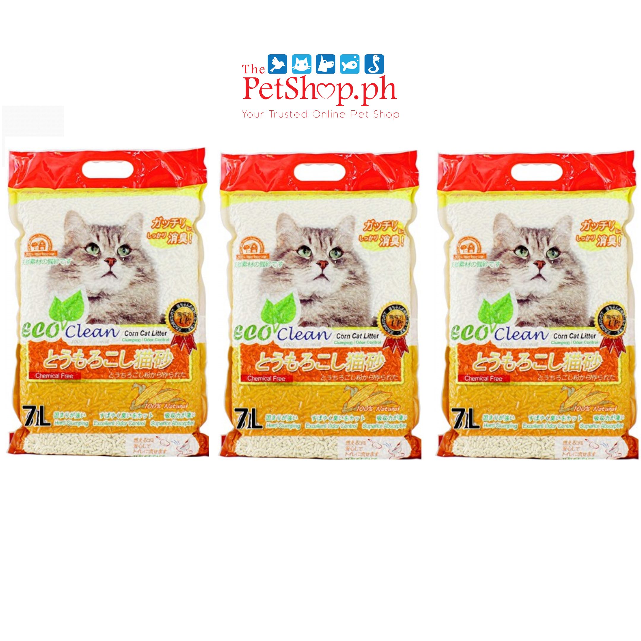 Eco Clean Tofu Set of 6 - Corn Scent Cat Litter Clumping 7L