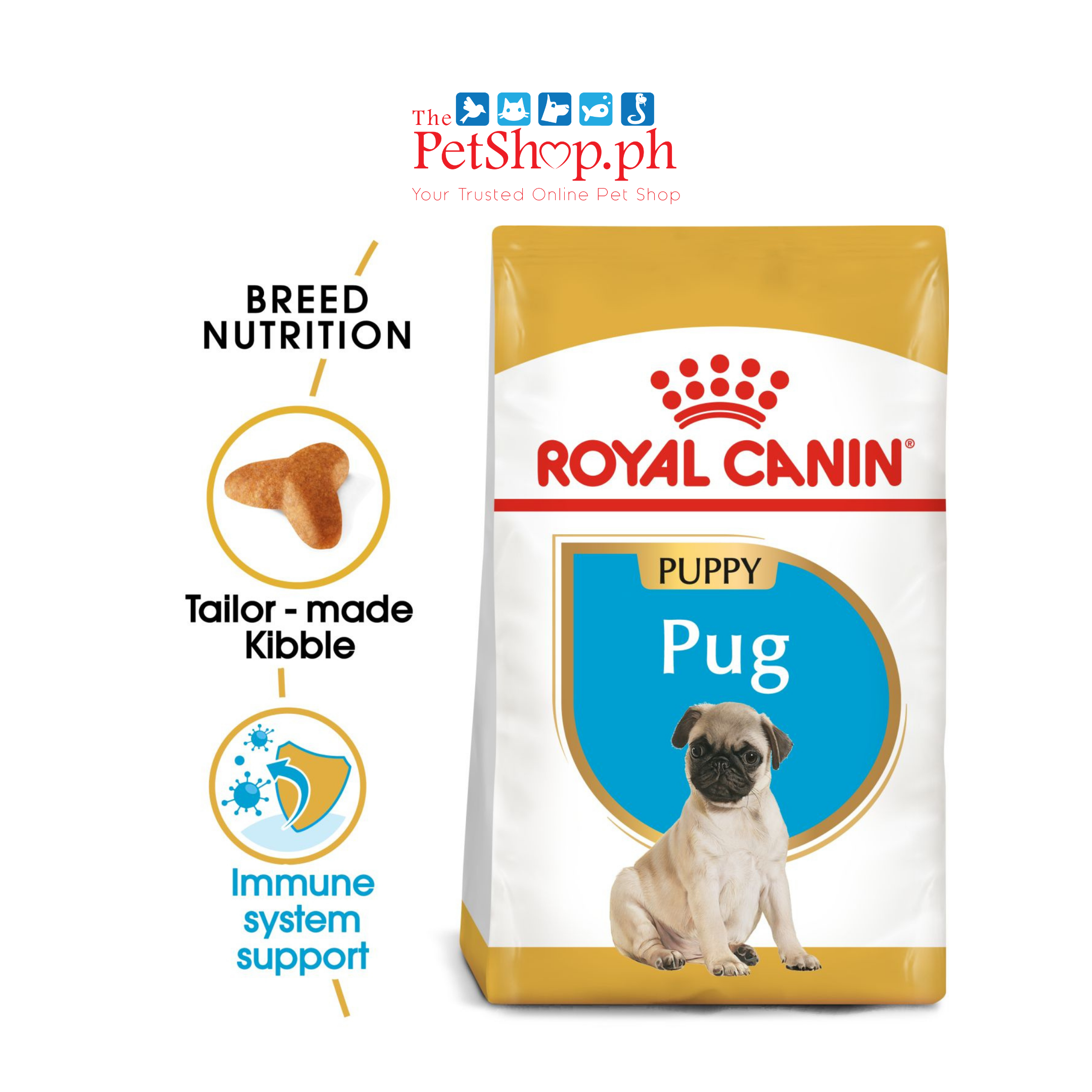 Royal Canin Pug Puppy 500g Original Dry Dog Food - Breed Health Nutrition