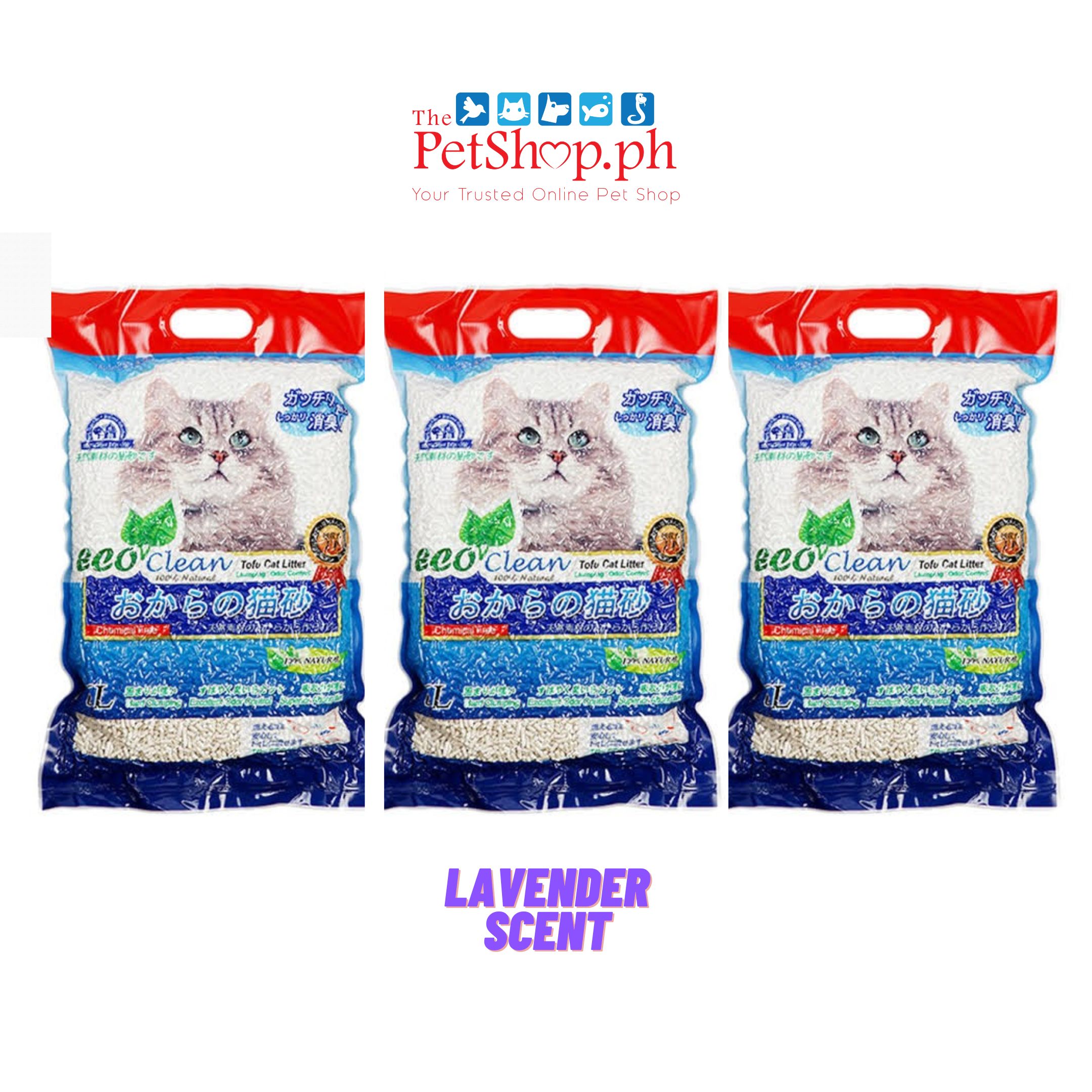 Eco Clean Tofu Set of 6 - Lavender Scent Cat Litter Clumping 7L