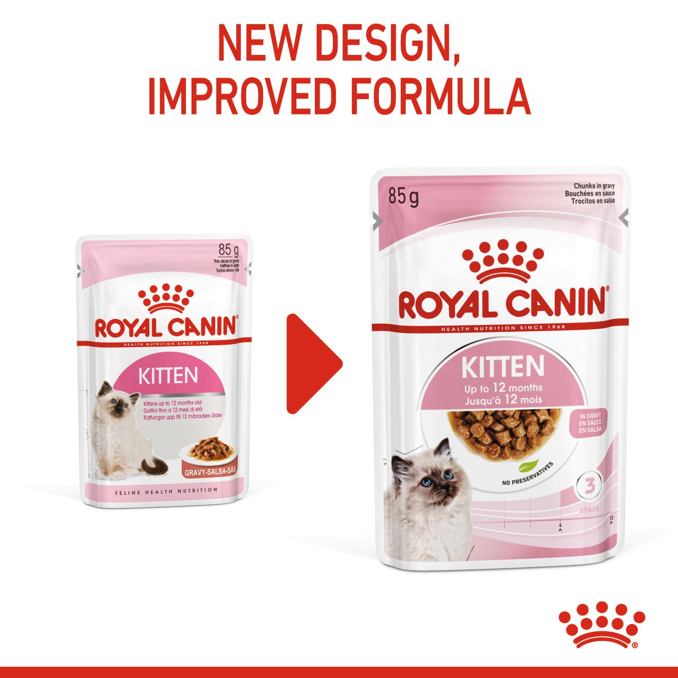 Royal Canin Kitten Instinctive 85g Set of 12 Gravy Wet Cat Food - Feline Health Nutrition